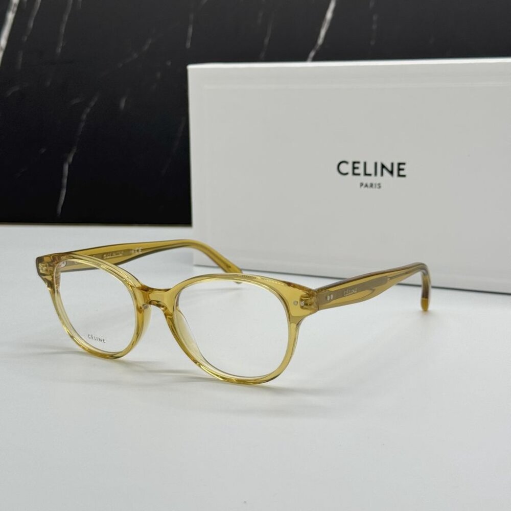 NEW CELINE CL50007I 039 GOLD ROUND UNISEX CELINE EYEGLASSES